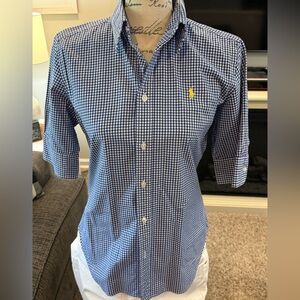 Ralph Lauren Blue and White Checkered Top